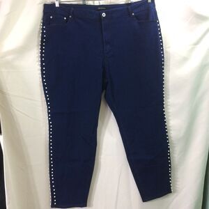 Ashley Stewart Womens Jeans Dark Wash Pearl Trim Plus Size 28 Stretch